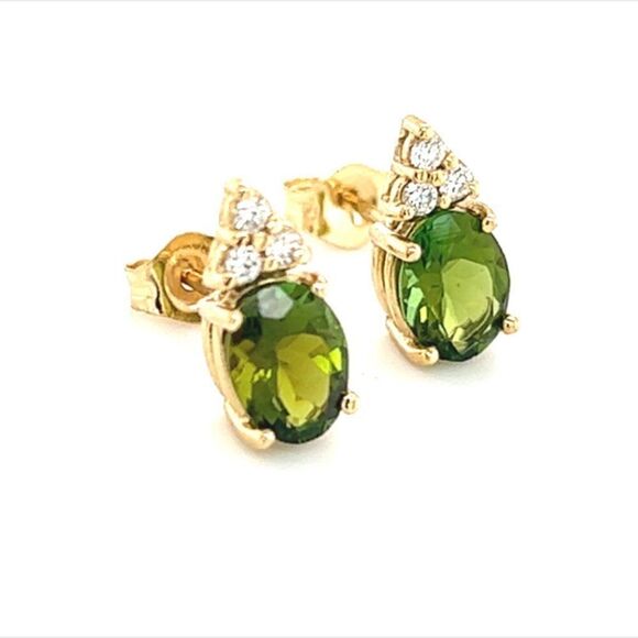 Natural Tourmaline Diamond Earrings 14k Gold 1.87 TCW Certified $2,950 210759 - Picture 3 of 13